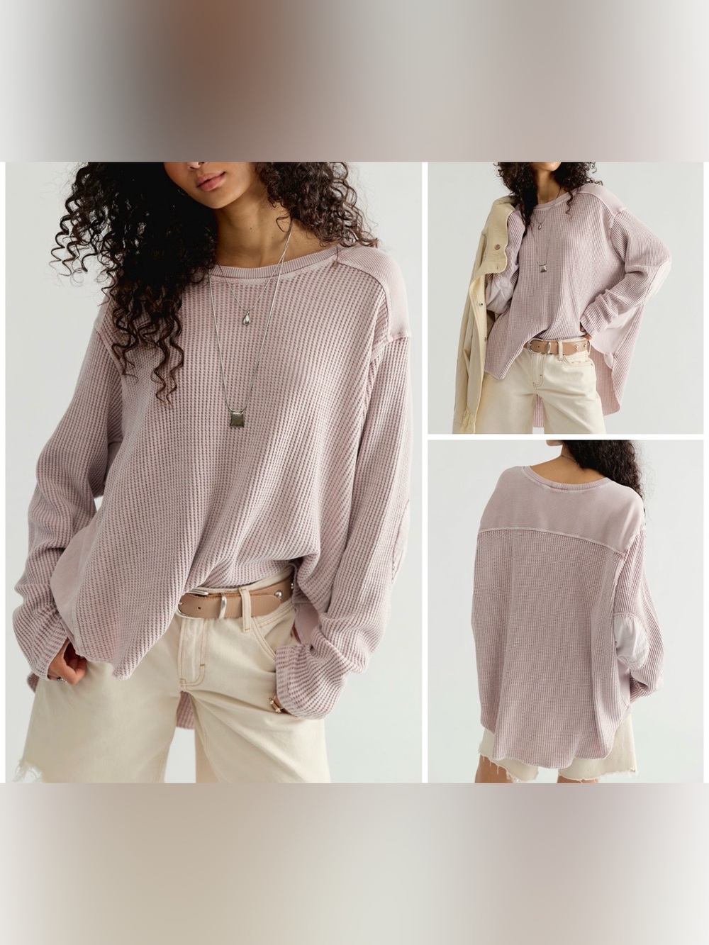 NWOT Free People FP One Blake Thermal - plum grey cream - XL *IR*